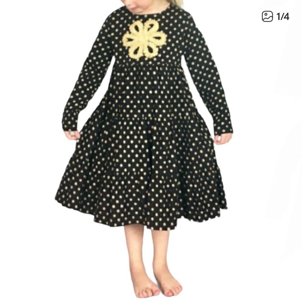 Hanna Andersson Black and Gold Polka Dot Dress
